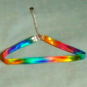 Hologram rainbow choker.